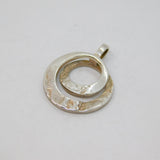 Sterling Silver Planished Textured Entwined Circles Studio Pendant Modern c1990s
