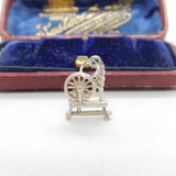 Sterling Silver Spinning Wheel Charm Pendant Vintage c1970