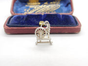 Sterling Silver Spinning Wheel Charm Pendant Vintage c1970