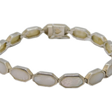 Sterling Silver Mother Of Pearl Panel Form Bracelet Vintage c1990's