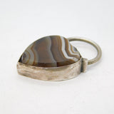 19th Century Scottish Sterling Silver & Banded Agate Heart Padlock Antique c1860
