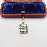 Modernist Sterling Silver Six Illusion Set Diamond Drop Pendant Vintage c1990