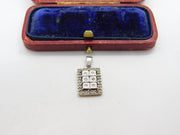 Modernist Sterling Silver Six Illusion Set Diamond Drop Pendant Vintage c1990