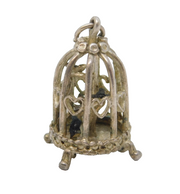 Sterling Silver Birds in the Cage Charm Pendant Vintage c1970s