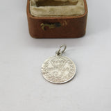 WW1 era Sterling Silver Threepence Coin Charm Pendant Antique 1918