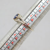 Sterling Silver Blue & Clear CZ Twist Front Dress Band Ring Modern c1990 Size N