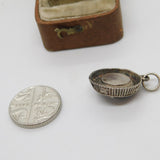 Sterling Silver Roulette Wheel with Pearl Charm Pendant Vintage c1970