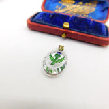 Sterling Silver Painted Glass Scottish Thistle Charm Pendant Vintage c1970