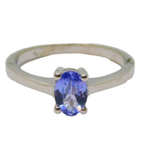 Sterling Silver Oval Tanzanite Solitaire Dress Ring Vintage c1970 Size N 1/2