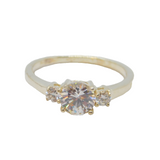 Sterling Silver Triple Sparkling CZ Dress Band Ring Vintage c1990 Size P 1/2