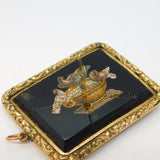 19th Century Yellow Metal Micro Mosaic Doves of Pliny Pendant AF Antique c1860