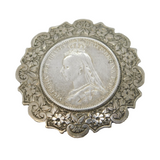 Queen Victoria Sterling Silver Shilling Coin Fob Pendant Antique 1887 Jubilee