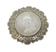 Queen Victoria Sterling Silver Shilling Coin Fob Pendant Antique 1887 Jubilee