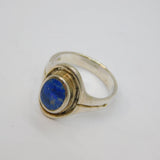 Sterling Silver Oval Sodalite Studio Style Dress Ring Vintage c1970 Size M 1/2