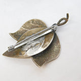 Sterling Silver & Copper Studio Jewellery Leaf Brooch Vintage c1970