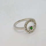 Sterling Silver Green Garnet Circle Design Band Ring Vintage c2000 Size U 1/2