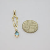 Sterling Silver Blue Topaz Peardrop Art Nouveau Style Pendant Modern c1990s