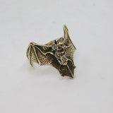 Sterling Silver Textured Bat Biker Style Band Ring Contemporary c1990 Size P