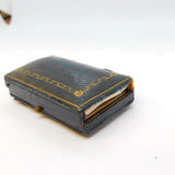 Victorian Blue Tooled Leather Jewellery Stud Box Goldsmiths Antique AF