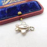 Sterling Silver Puffy Aeroplane Charm Pendant Vintage c1970