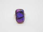 Sterling Silver Chunky Natural Purple Stone Statement Ring Vintage c1970 Size O