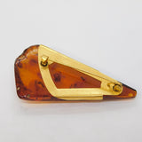 20th Century Gold Plated Large Amber Specimen Brooch Vintage c1950s