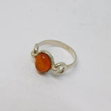 Sterling Silver Cabochon Baltic Amber Studio Style Ring Vintage c1970 Size K