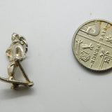 Sterling Silver Man on Skis Charm Pendant Vintage c1970