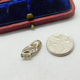 Sterling Silver Topaz & Diamond Drop Charm Pendant Vintage c1970