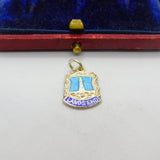 Sterling Silver and Enamel Lands End Travel Shield Charm Pendant Vintage c1970