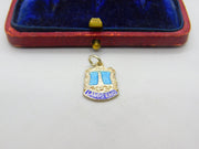 Sterling Silver and Enamel Lands End Travel Shield Charm Pendant Vintage c1970