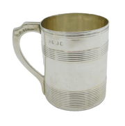 George III Sterling Silver Lined Pattern Christening Mug Antique 1795 London