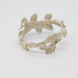 Sterling Silver Studio Style Leaf Design Band Ring Vintage c1970 Size N
