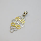 Gold On Sterling Silver Two-Tone Swirly Pattern Drop Pendant Vintage c1970