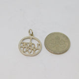 Sterling Silver "I Love You" Cut Out Disc Charm Pendant Vintage c1970