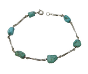 Sterling Silver & Turquoise Set Studio Bracelet Vintage c1970s