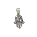 Sterling Silver Crystal Set Hamsa Hand Charm Pendant Contemporary c1990s