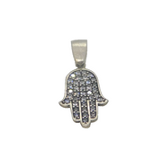 Sterling Silver Crystal Set Hamsa Hand Charm Pendant Contemporary c1990s