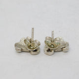 Sterling Silver & White Enamel Lily Flower Stud Earrings Vintage c1970s