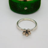 PANDORA Sterling Silver White Enamel Floral Dress Ring Vintage c2000