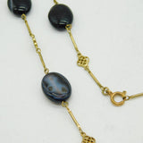 19th Century Rolled Gold & Banded Agate Set Mourning Necklace Antique
