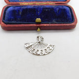 Sterling Silver Oriental Fan Charm Pendant Vintage c1970