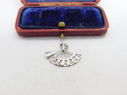 Sterling Silver Oriental Fan Charm Pendant Vintage c1970