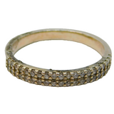 Sterling Silver Double Row White Topaz Half Eternity Ring Vintage c1970 Size P