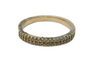 Sterling Silver Double Row White Topaz Half Eternity Ring Vintage c1970 Size P