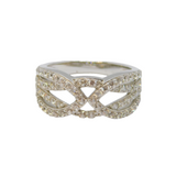 Sterling Silver Paste Set Patterned Dress Ring Vintage c1970 Size L