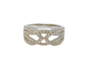 Sterling Silver Paste Set Patterned Dress Ring Vintage c1970 Size L