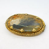 Victorian Rolled Gold & Moss Agate Dress Brooch Antique c1860