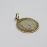Sterling Silver George V Threepence Charm Pendant Antique 1918