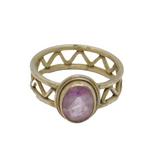 Sterling Silver Faceted Amethyst Zigzag Pattern Studio Ring Vintage c1970 Size P